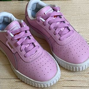 EUC Puma Cali Powder Pink White Sneakers 369698-01 - Girls Size US 11C Shoes
